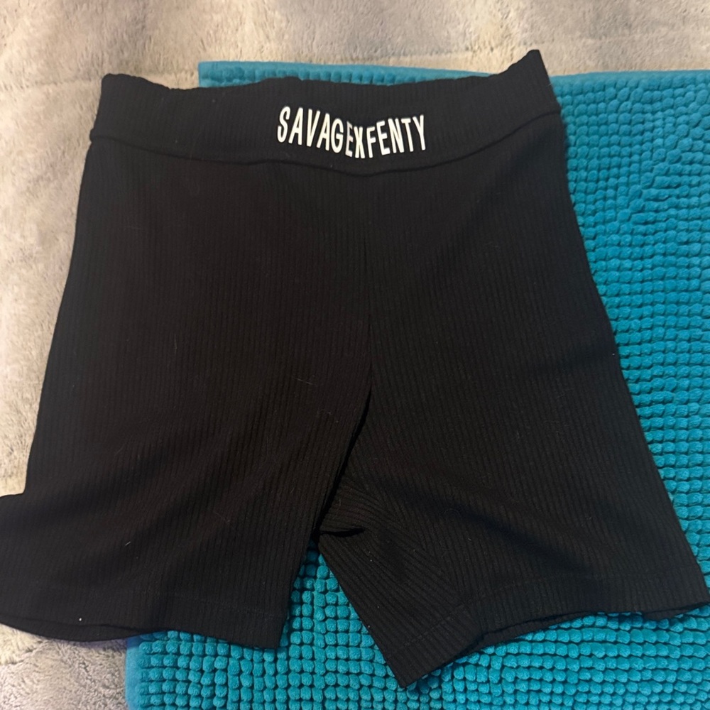 Savage X Fenty Black Ribbed Bike Shorts